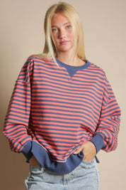 Orange Striped Oversized Top