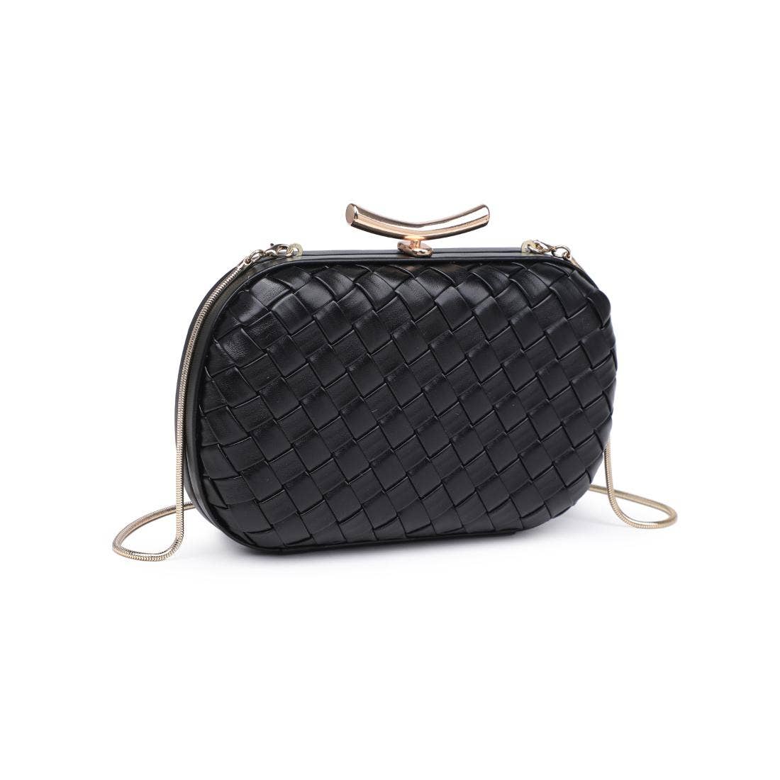 Black Woven Twist Clasp Evening Bag