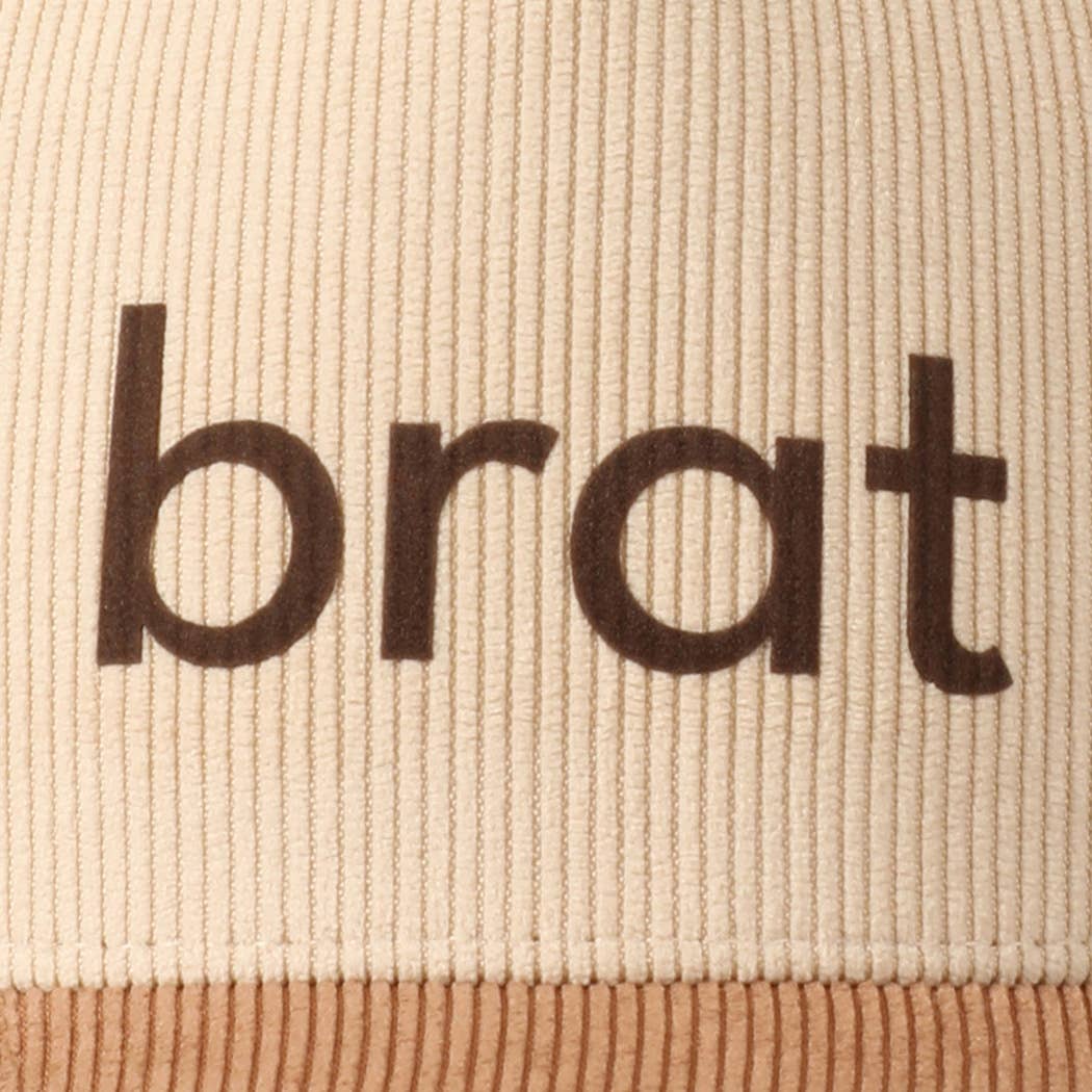 Brat Typographic Two-Tone 5 Panel Corduroy Baseball Cap