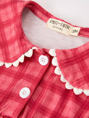 Red Plaid Peter Pan Collar Romper — view 3