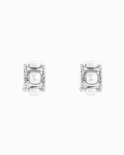 Rope Textured Square Pearl Hoop Earring