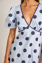 Deep V-neck Maxi Dress With Bubble Sleeves