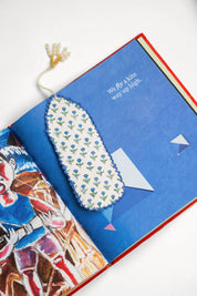 Blue Floral Bookmark showing cotton bookmark