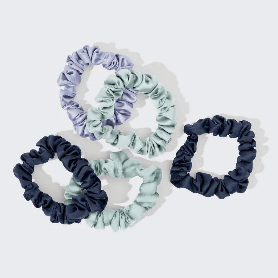 Ruched Satin Scrunchies 5pc Set - Garden Bouquet