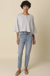 Grey Livia Boxy Cropped Cardigan