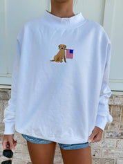 White American Flag Dog Mockneck