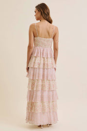 Multicolor Floral Tiered Maxi Dress