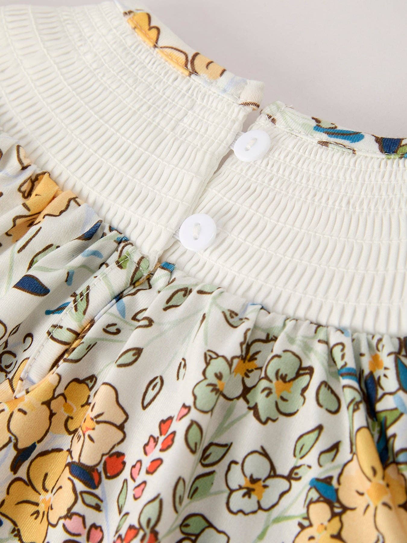 Fall Floral Yellow Bow Baby Romper