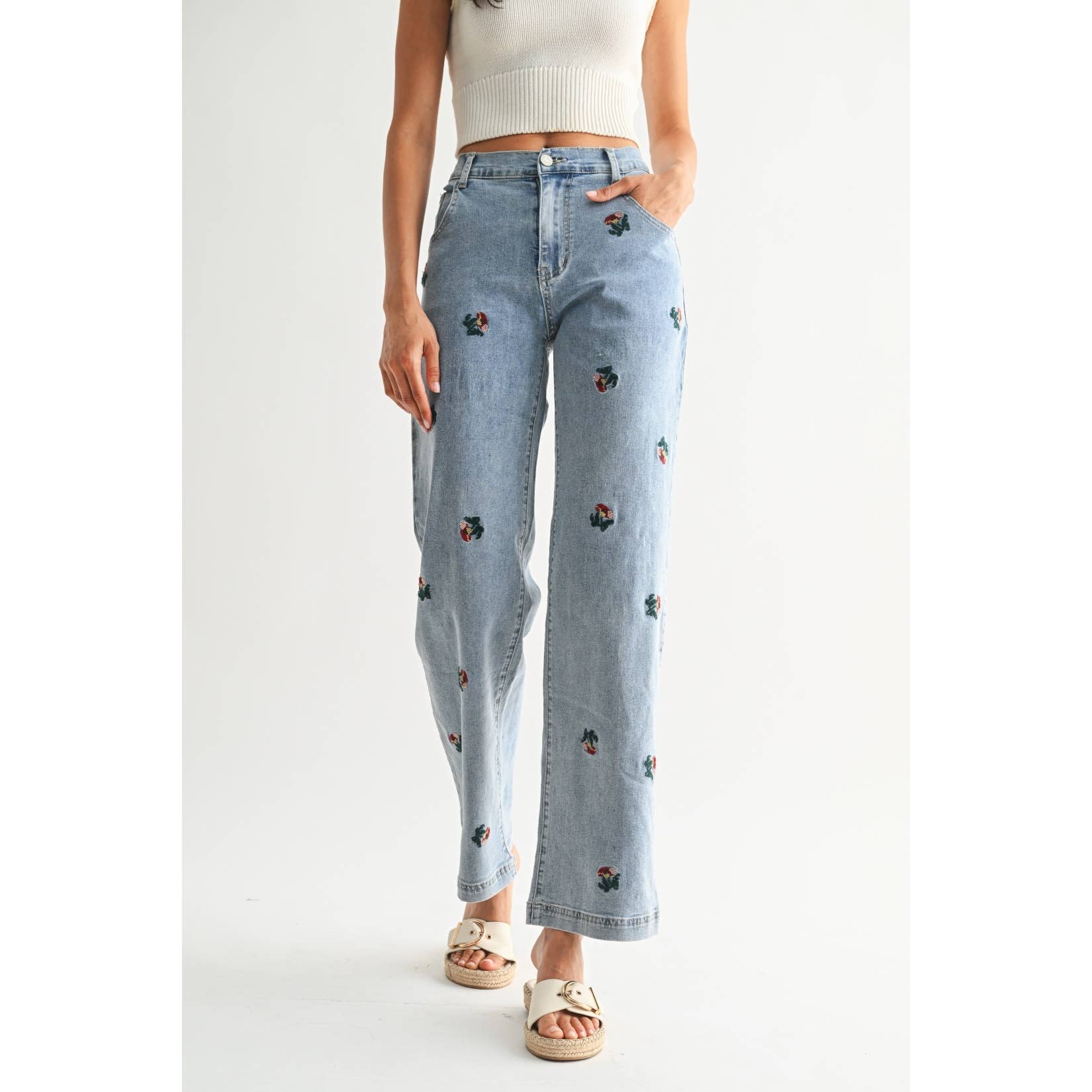 Embroidered Floral Jeans