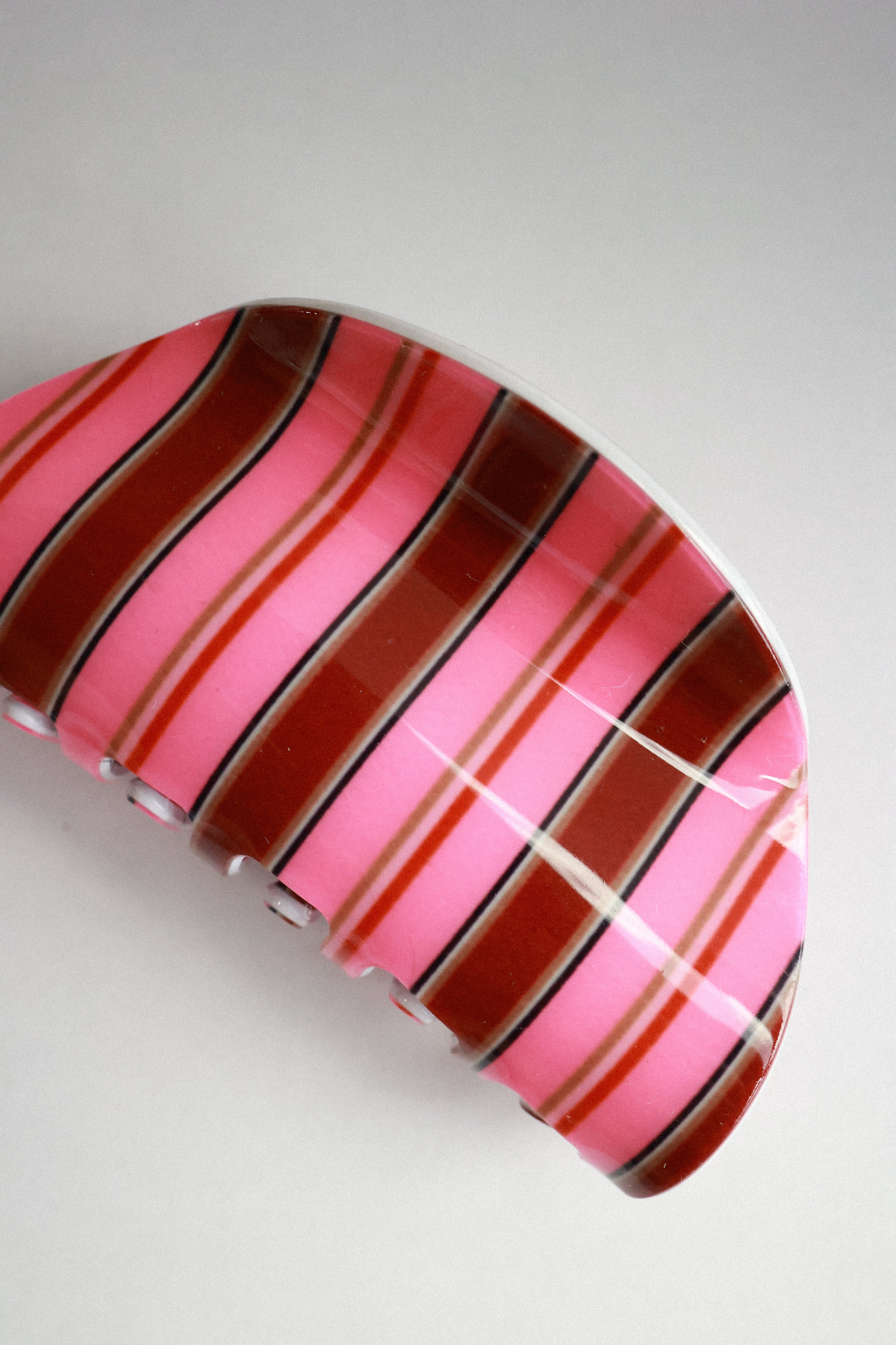 Pink Strawberry Stripe Claw Clip