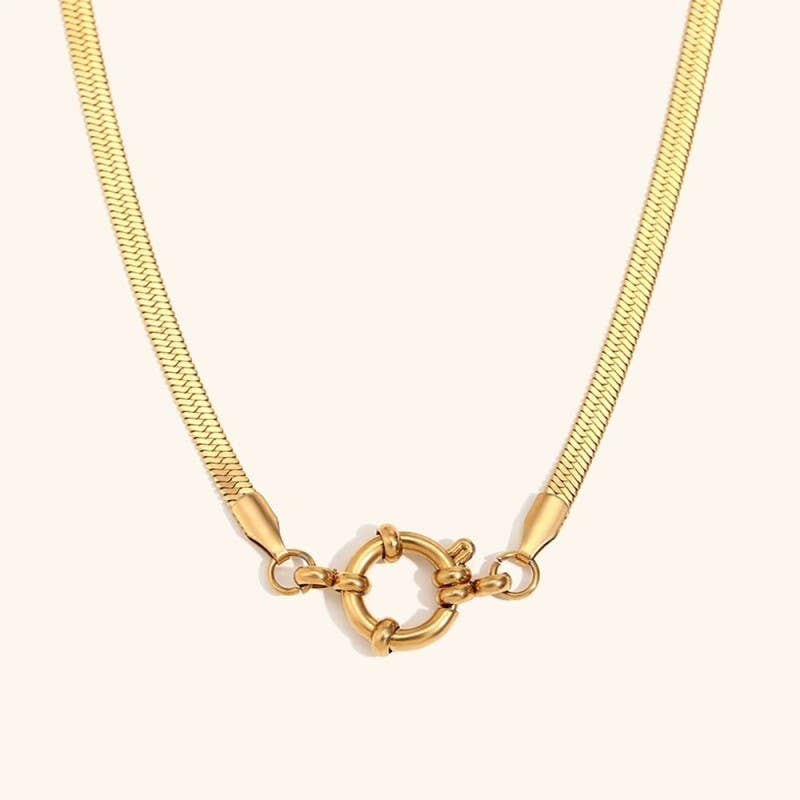 Gold Herringbone Chain Necklace