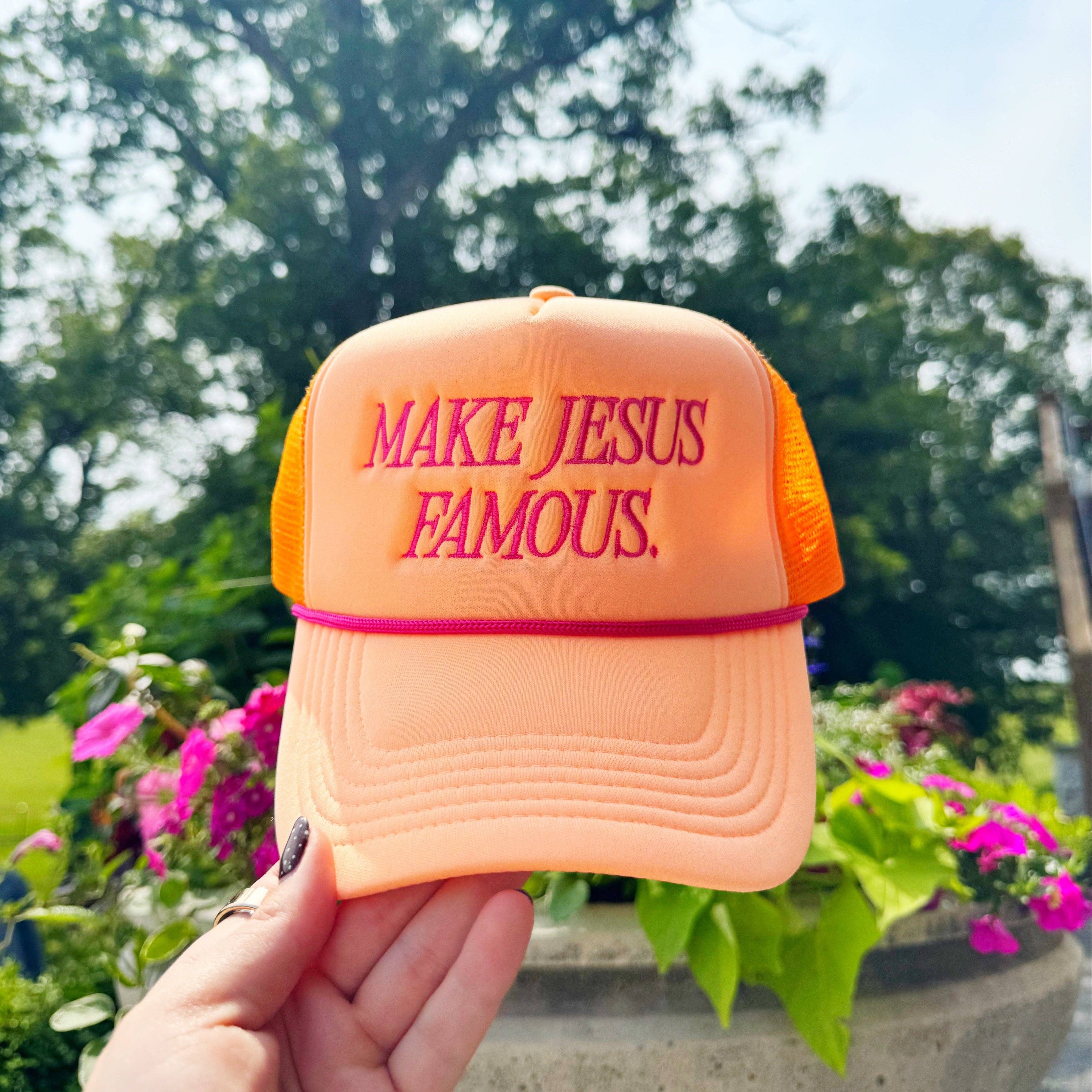 Orange Make Jesus Famous Hat