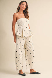 White Polka Dot Strapless Set