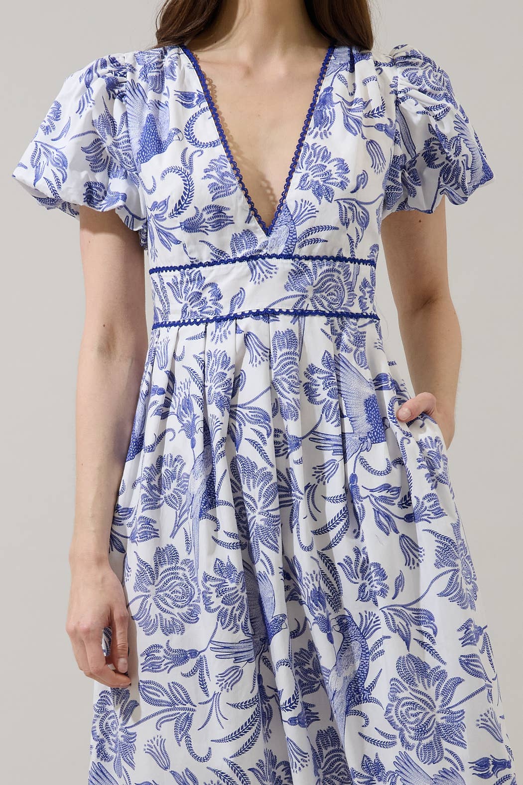 Blue Jaylene Pleated Maxi Dress Virda Floral