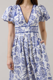 Blue Jaylene Pleated Maxi Dress Virda Floral