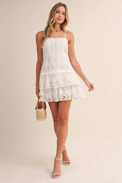 Floral Eyelet Drop Waist Mini Dress