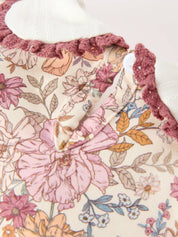 Fall Floral Bubble Romper showing bottom snaps
