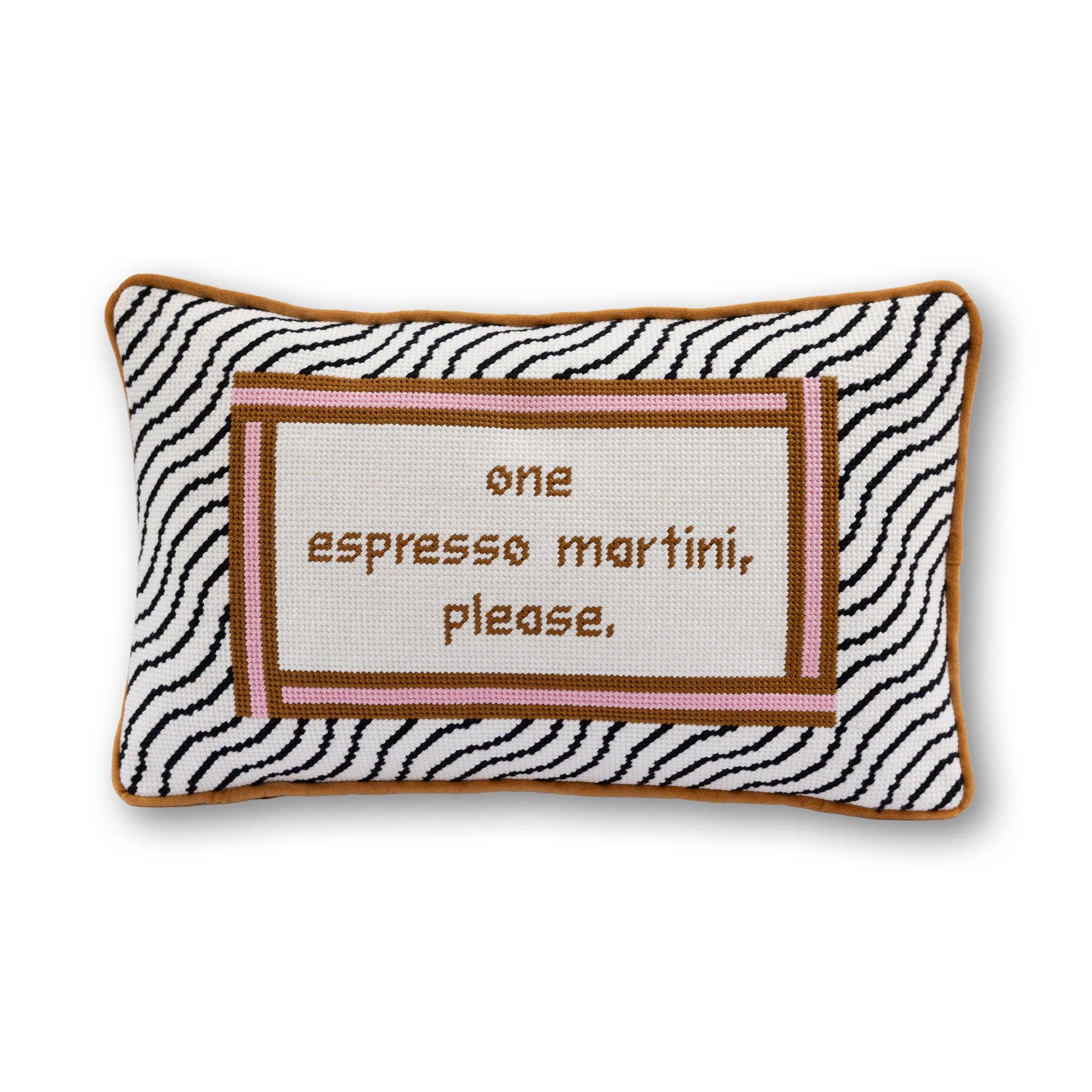 Espresso Martini Needlepoint Pillow