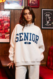 Gray Senior Mockneck Sweatshirt in Soft cozy fleece