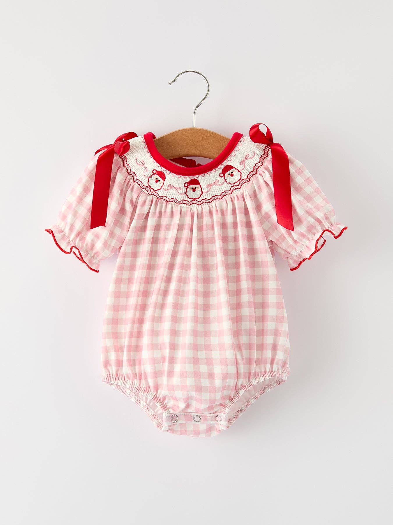 Pink Gingham Santa Romper