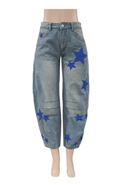 Star Patch Barrel Jeans