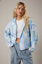 Blue Patchwork Quilted Jacket
