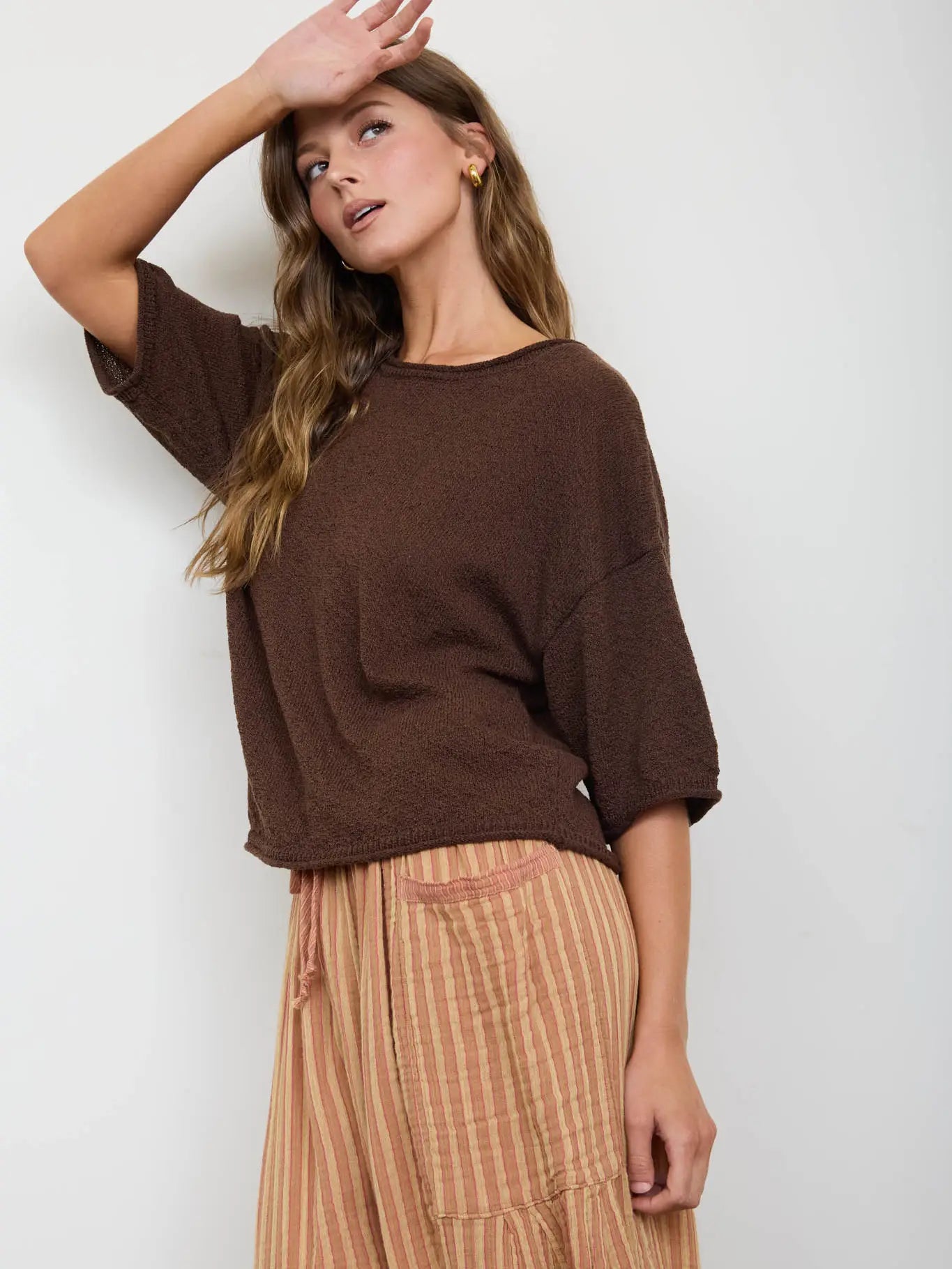 Brown Boxy Knit Sweater