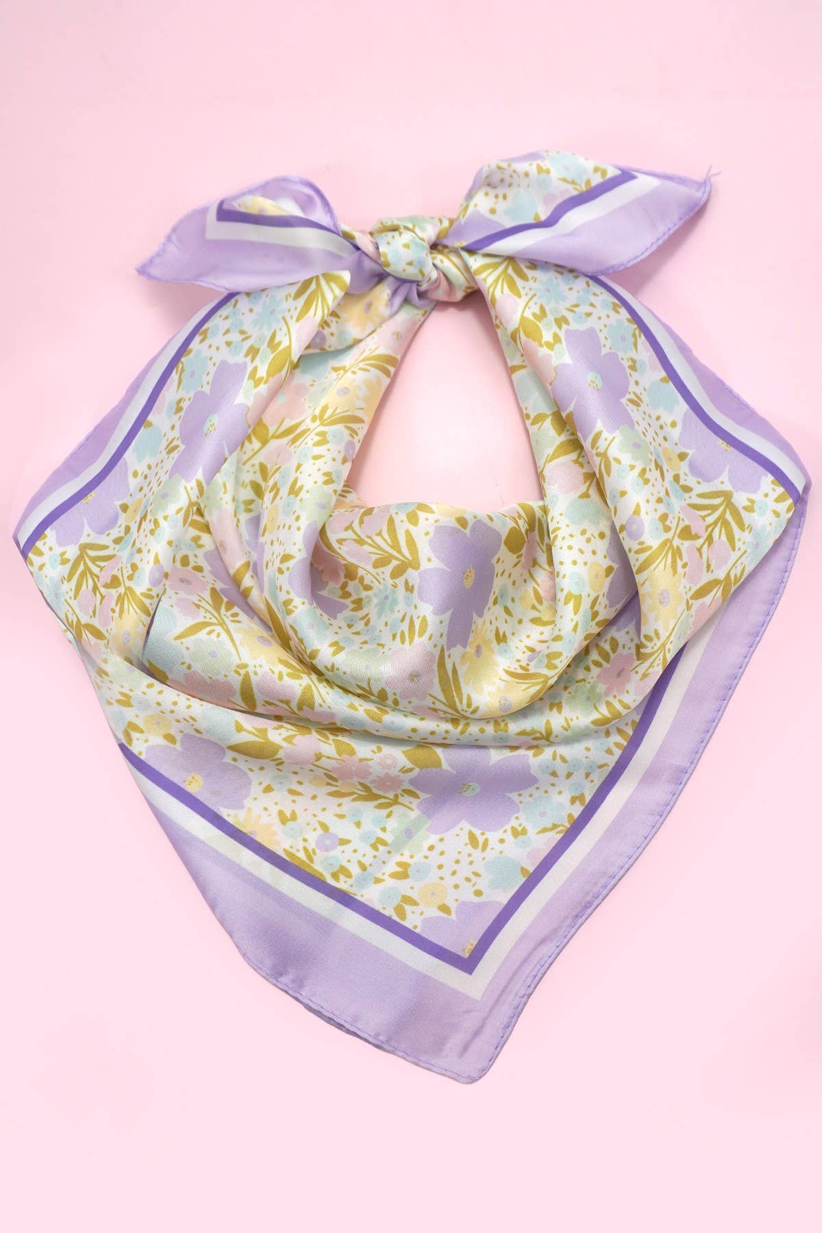 Delicate Floral Silk Finish Bandana Scarf