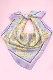 Delicate Floral Silk Finish Bandana Scarf