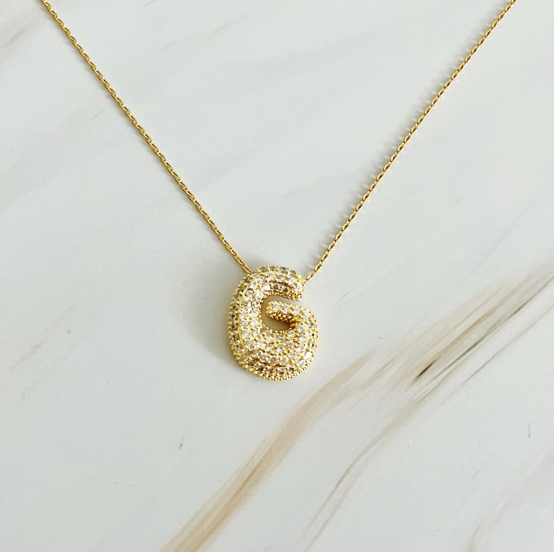 Crystal Bubble Initial Necklace: T at Ninety Nine Boutique, view 16