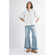 High-Rise Lt Denim Wide Leg Jean