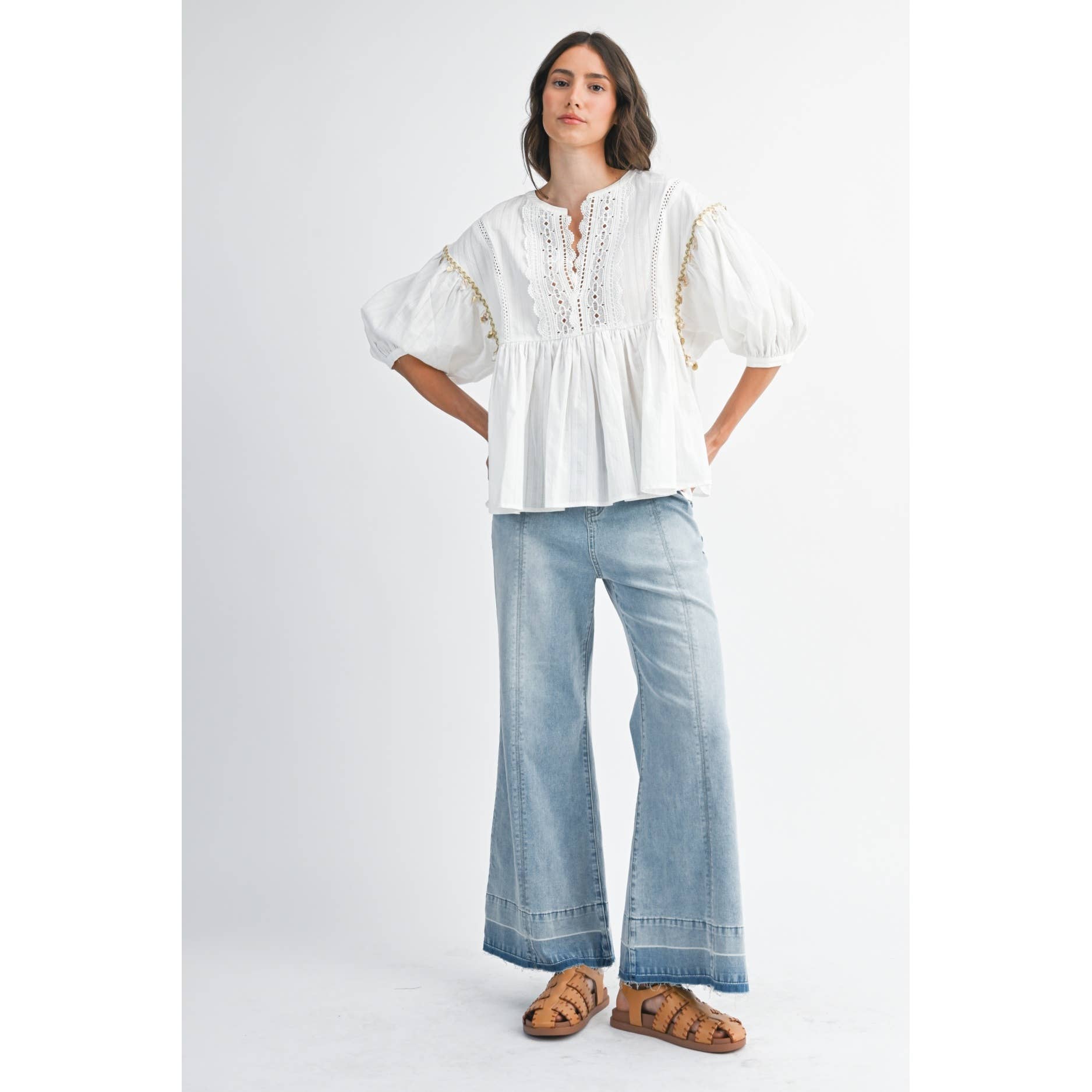 High-Rise Lt Denim Wide Leg Jean