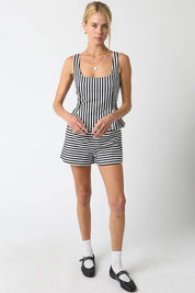 Anna Striped Peplum Top