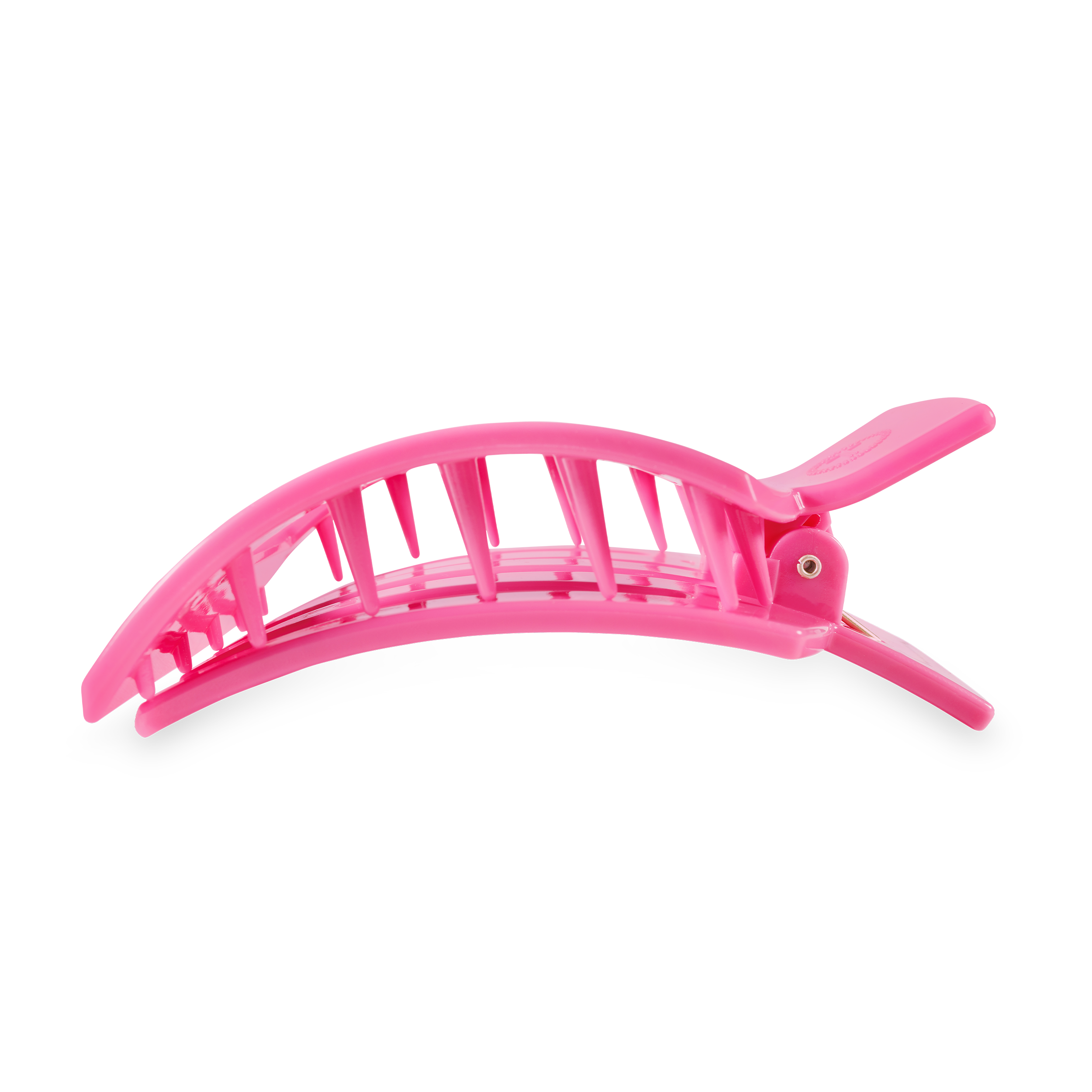 Flat Square Hair Clip | Large | Paradise Pink showing bendable teeth for a secure yet gentle hold