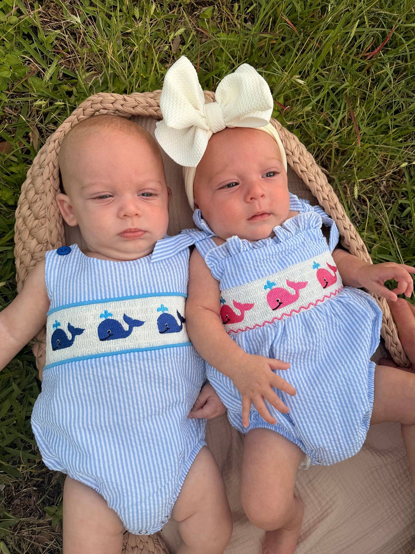 Whale Embroidered Smocked Romper