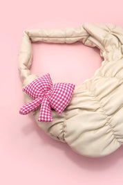 Pink Checker Bow Bag Charm