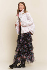 Floral Print Double Collar Jacket