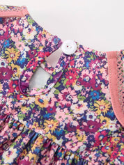 Pink Floral Petals Collar Girl Bloomer Set