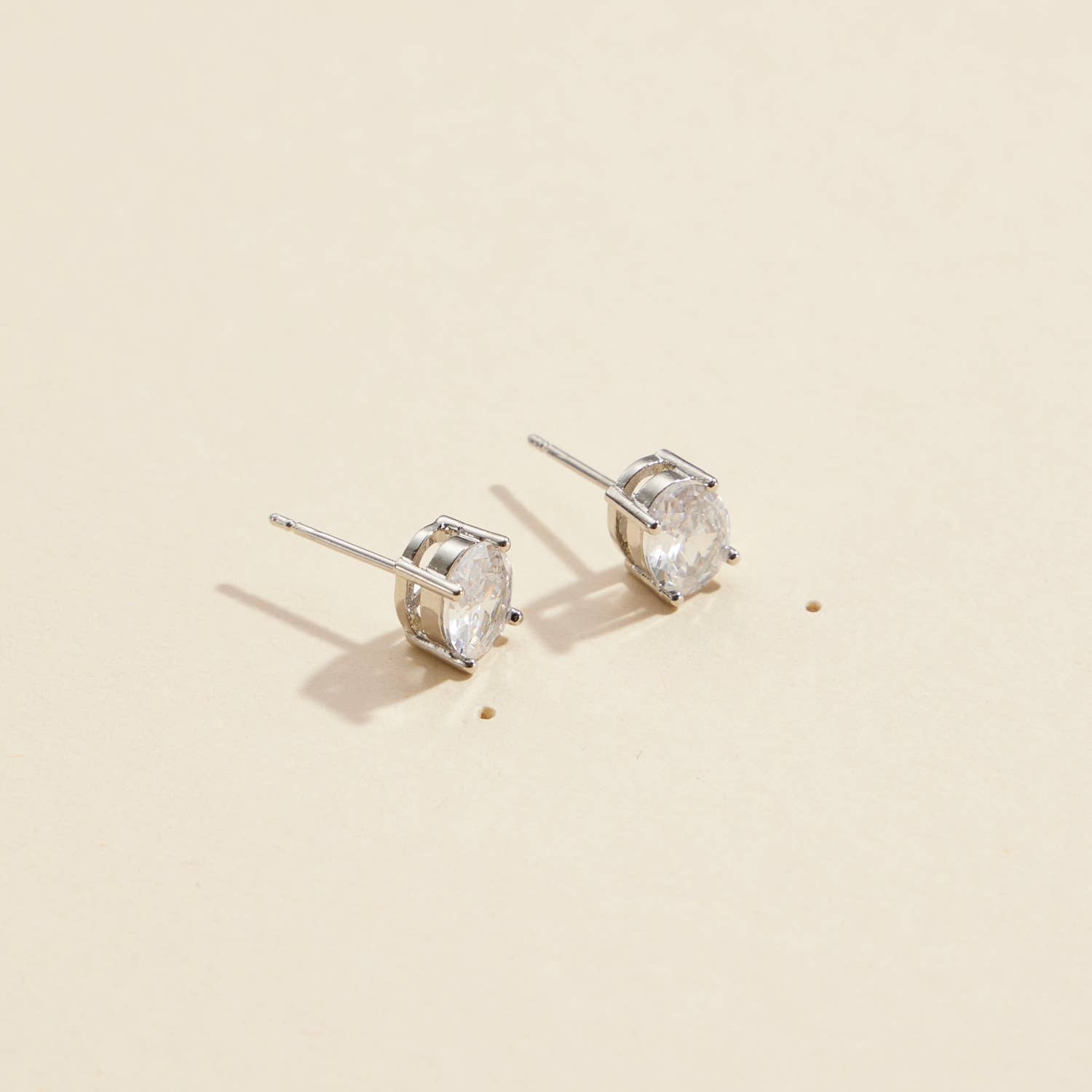 Oval CZ Gold Dip Stud Earrings