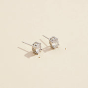 Oval CZ Gold Dip Stud Earrings