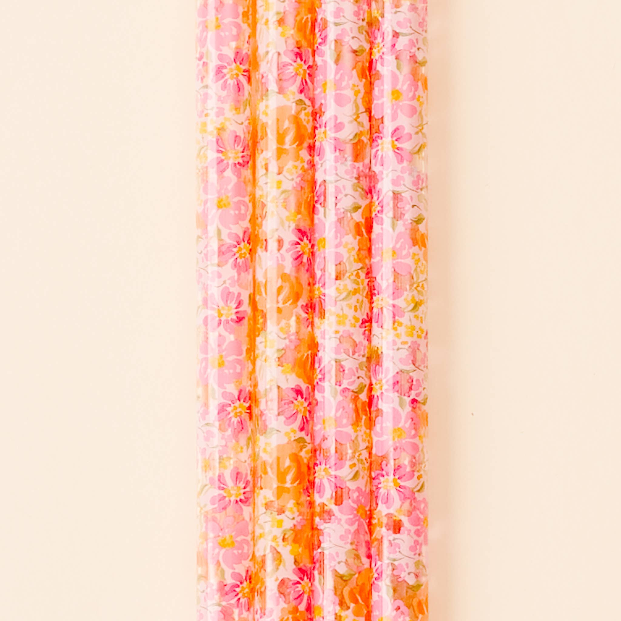 Pink Floral Tumbler Straw Set