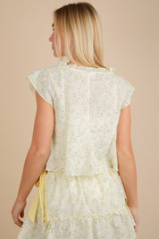 Yellow Floral Front Bow Top