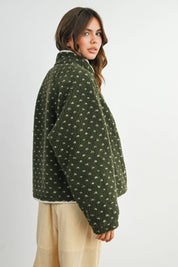Olive Fleece Puffer Jacket