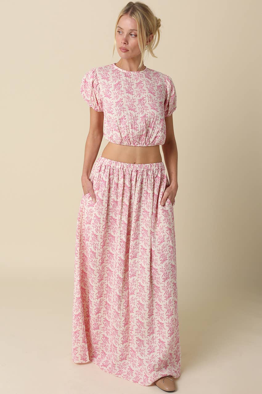 Pink Floral Maxi Skirt