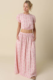 Pink Floral Maxi Skirt