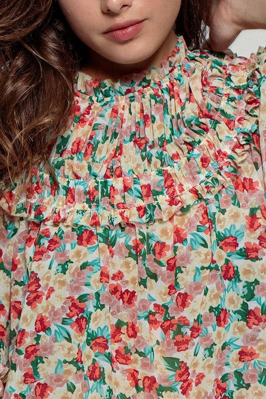 Aurora of Ruffle Short Sleeve Blouse