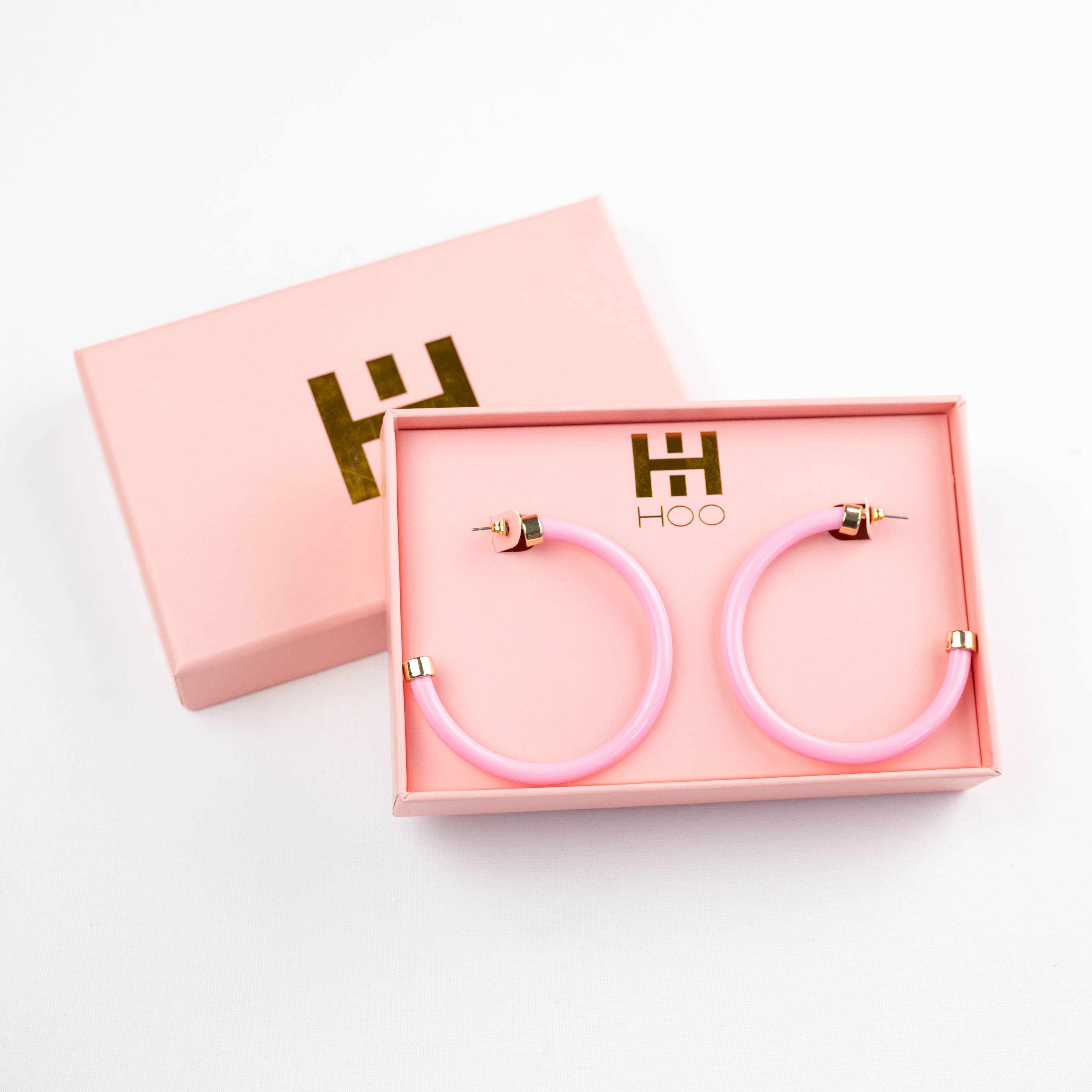Bubble Gum Pink Large Hoop Earrings