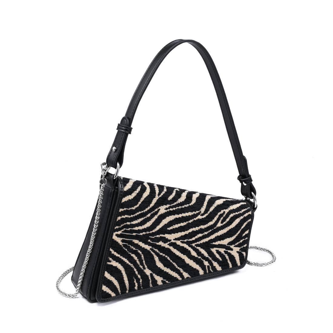 Black Zebra Angular Shoulder Bag