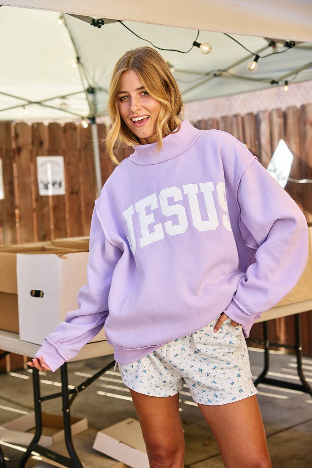 Lavender Jesus Mockneck