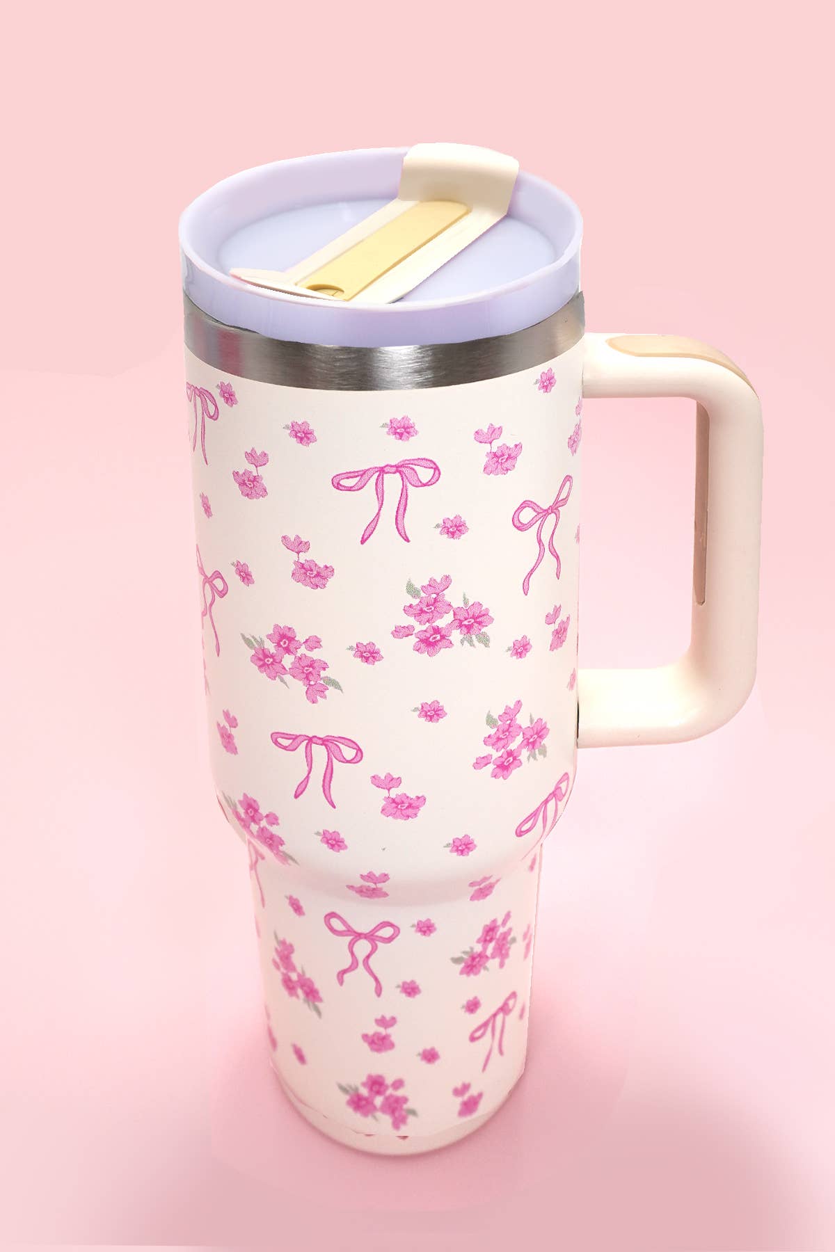 Pink Floral Bow 40oz Tumbler